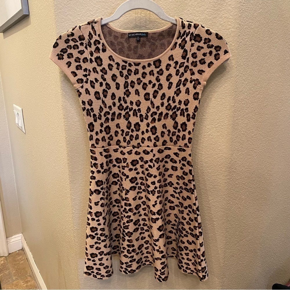 MY MICHELLE Girls Leopard Print Dress Size Medium